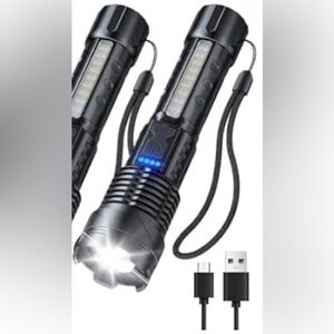Black LED Flashlight with USB Charging - NEW